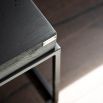 Square coffee table in matt black finish with 6cm wooden top and slender metal frame
