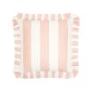 A gorgeous pink and ivory striped cushion by Gingerlily with an elegant pleated ruffle border