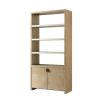 Open bookcase with four shelves and a two-door cupboard