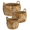 Set of three natural style baskets made from banana leaf