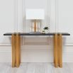 Concrete top gold finished console table 