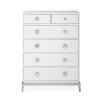 A glamorous Hollywood-inspired six drawer chest with acrylic and nickel details