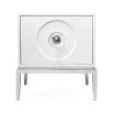 white lacquer side table with large door and acrylic handle 