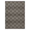 Geometric wool rug tribal design in charcoal