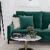 Green Velvet Upholstered Sofa with Solid Black Plinth