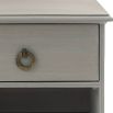 Grey finish bedside table with shelf and ring pull handled drawer