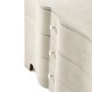 A luxurious chest of drawers with an undulating design, shagreen-embossed leather wrapping and nickel details  