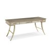 Exquisite desk with champagne gold tapered legs and handles