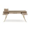 Exquisite desk with champagne gold tapered legs and handles