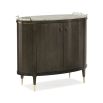 Graceful, rich brown bar cabinet with marble top and delicate champagne details