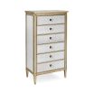 Striking antique mirror finished tall chest with champagne accents