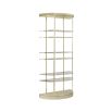 Divine half-moon shaped shelving with smoked glass shelves and gold frame