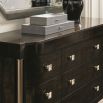 Richly elegant deep brown dresser with bronze accents and square handles