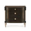 Decadent bedside table with bronze accents and dark brown finish