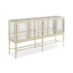 Stunning art-deco sideboard cabinet with clear glass shelf and mirrored details