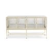 Stunning art-deco sideboard cabinet with clear glass shelf and mirrored details