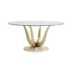 Divine dining table with champagne coloured tulip base with glass top