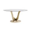 Divine dining table with champagne coloured tulip base with glass top