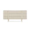 Elegant dresser with ribbed effect on drawers and captivating champagne gold details