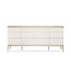 Chic and striking dresser with nine drawers and champagne accents