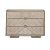 Modern chest of drawers with gorgeous chevron detailing and dark gold diamond handles 