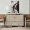 Modern chest of drawers with gorgeous chevron detailing and dark gold diamond handles 