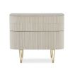 Stunningly elegant ribbed bedside table with glamorous gold feet details