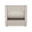 Dreamy bedside table with ribbing details, featuring two drawers and a shelf