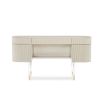 Glamorous cream finished desk with ribbed details and stylish clear acrylic legs