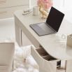 Glamorous cream finished desk with ribbed details and stylish clear acrylic legs