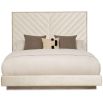 King size cream bed with tufted headboard