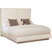 King size cream bed with tufted headboard