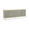 Artistic sideboard with whisper of gold details and gorgeous metal leaf design handles