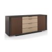 A luxury dresser by Caracole with a rich walnut finish and gold hardware