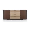 A luxury dresser by Caracole with a rich walnut finish and gold hardware