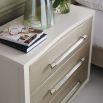 Contemporary bedside chest with clear acrylic handles and textured front of drawers