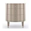 Decadent oval-shaped bedside table with pull handles and champagne finish