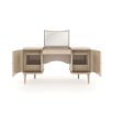 Captivating desk/ dressing table with inlay pattern design and wave accents