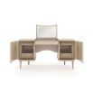 Captivating desk/ dressing table with inlay pattern design and wave accents