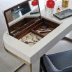 Glamorous art-deco inspired desk/dressing table with concealed mirror and storage and brass base frame