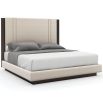 Upholstered Super King bed in beige and dark chocolate 