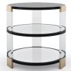 artistic reflection in glass side table in black