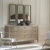 Nine-draw natural dresser with chrome metal ferrules