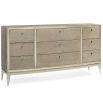 Nine-draw natural dresser with chrome metal ferrules