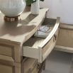 Elegant 3-drawer nightstand with taupe silver leaf top
