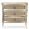 Elegant 3-drawer nightstand with taupe silver leaf top