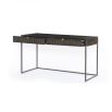 Dark wooden desk with ridged detailing