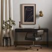 Dark wooden desk with ridged detailing