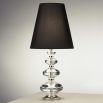 Glamorous Jonathan Adler crystal glass table lamp with polished nickel accents and a black silk lampshade