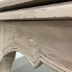 French-style dining table with parquet detailed surface and some imperfections